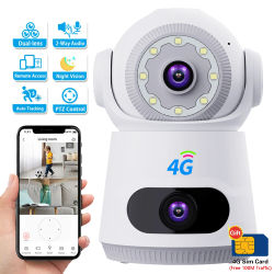 Cámara 4G con tarjeta Sim 8MP 4K lente Dual pantalla Audio bidireccional Monitor de bebé interior cámara IP vigilancia CCTV seguridad del hogar