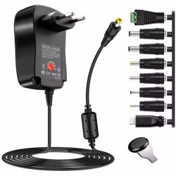 Adaptador de 30W, 3V, 4,5 V, 5V, 6V, 7,5 V, 9V, 12V, adaptadores de corriente de voltaje ajustable, convertidor de suministro de cargador Universal USB UE/EE. UU. Con 8 puntas