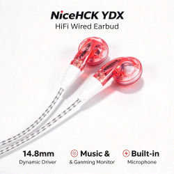 NiceHCK-auricular YDX HiFi con Cable, dispositivo con controlador dinámico de 14,8mm, Monitor de 0,78, 2 pines, Cable desmontable, micrófono, juego de música, IEM