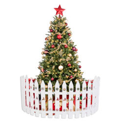 10/15/20 piezas decoración de valla de árbol de Navidad planta de plástico blanco Mini valla para fiesta de año nuevo hogar jardín vacaciones decoración interior