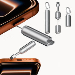 Cepillo de limpieza y aguja extractora de tarjetas 2 en 1, limpiador portátil tipo llavero, adecuado para teléfonos móviles, altavoces, auriculares y auriculares Bluetooth.