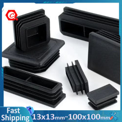 Tapón Cuadrado de Plástico Negro para Tubos de 13x13mm~100x100mm, Protector Antideslizante para Patas de Mesa, Silla y Muebles