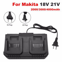 Cargador Dual de batería de litio, cargador de batería de herramienta eléctrica de 2 vías, enchufe UE/EE. UU. para batería Makita de 18V 21V BL1415/1815/1830/1850