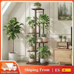 Soporte para Plantas de Varios Niveles, Estructura Metálica Marrón Rústica para Interiores, Soporte para Macetas de 5 Niveles para Dormitorio, Pasillo, Balcón, Decoración
