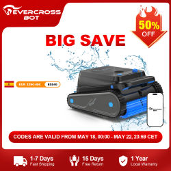 EVERCROSS BOT U8 Robot Piscina Limpiafondos y Paredes, 120 Min Autonomía, Navegación Inteligente, Estacionamiento Automático, APP Opcional