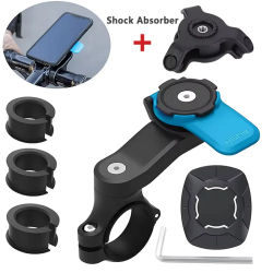 1 juego de soporte para teléfono móvil para manillar de motocicleta y bicicleta, desmontable 360 ° Soporte Giratorio para Teléfono Móvil con Absorción de Impactos