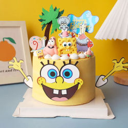 Adornos para tarta con tema de bebé de esponja amarilla para fiesta de cumpleaños de niño y niña, suministros de decoración para tarta de primer cumpleaños para Baby Shower