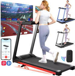 Promoción de liquidación, cinta de correr plegable inclinada de 3,5 HP para el hogar, Walkingpad con soporte para barra de mango, pantalla LCD de 350 libras, Monitor de datos por aplicación