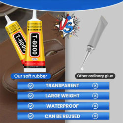 JXVX T-8000 Transparent Adhesive Mobile Phone Maintenance Liquid Touch Screen T8000 Jewelry Craft Cloth Shoes Adhesive 15/50/110ml
