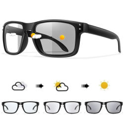 Gafas de sol fotocromáticas para hombres y mujeres, gafas cuadradas clásicas para correr al aire libre, senderismo, pesca, gafas blancas y negras