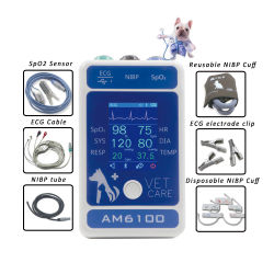 Monitor Veterinario AM6100/AM6200, Portátil, con Asa, Múltiples Signos Vitales, 6 PARÁMETROS, Monitor de Pacientes Veterinarios