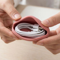 Bolsa de almacenamiento de silicona para auriculares, bolsa de almacenamiento para cables de datos, bolsa de almacenamiento para cargador y tapones para los oídos