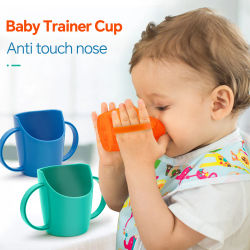 El bebé aprende a beber taza de agua, bebidas de agua y leche para bebés, protección anti asfixia y la nariz, taza de boca inclinada