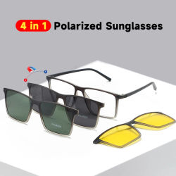 Gafas de Sol Polarizadas HD 4 en 1 para Hombre, Gafas de Sol Cuadradas de Alta Calidad, Gafas Magnéticas Anti Luz Azul