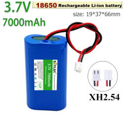 Batería de Litio 3.7V 1S2P 7000mAh 18650, BMS Integrado, para Ventilador/Altavoz/Luz LED de Pesca (XH2.54-2P)