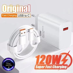 Cargador USB de 120W, cargador de teléfono de carga rápida, Cable tipo C para iPhone, Samsung, Xiaomi, Huawei, carga rápida, cargador de pared con enchufe UE/EE. UU.