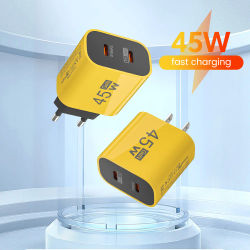 Cargador rápido USB C de 45W, cargador de pared Dual tipo C, carga rápida PD para Samsung Galaxy S23 Ultra/Note 20/MacBook/iPad