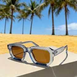 Gafas de sol Vintage para hombre y mujer, lentes de sol rectangulares con montura de pc, gafas de sol Retro a la moda, gafas de sol de diseño de marca de lujo