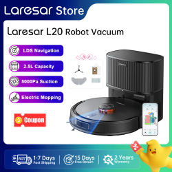 Laresar L20 Robot Aspirador con Succión de 5000Pa, Navegación LDS, Estación de Autovaciado, Control Inteligente por APP para Limpiar Suelos y Alfombras "