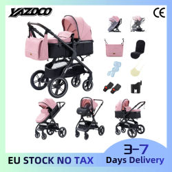 Conjunto de cochecito portátil 3 en 1 para recién nacidos que incluye asiento de coche para bebés, cochecito plegable de diseño alto, estructura de aluminio ligera con tela transpirable para uso en