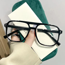 Nuevo Montura de gafas ópticas para hombre, gafas de protección contra luz azul cuadradas de doble haz Retro a la moda, gafas con bloqueo de luz azul para hombre