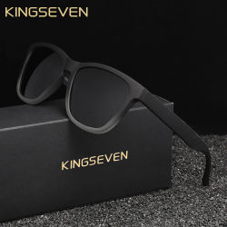 KNGSEVEN gafas de sol redondas de moda para hombres y mujeres, gafas polarizadas informales Anti-UV400, gafas de conducción con montura negra informal para exteriores