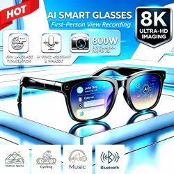 Gafas Inteligentes con Cámara, Grabación de Video HD, Llamadas Bluetooth, Asistente de Voz IA, Gafas de Sol Deportivas para Ciclismo