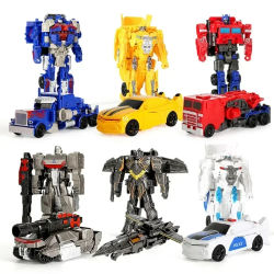 Coche de transformación, modelo de Robot de Anime, Robot de de deformación de un solo paso, juguete rompecabezas para niños, modelo de figura de acción de coche de de deformación