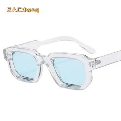 Gafas de sol cuadradas de moda para mujeres y hombres, gafas de sol retro de lujo con lentes transparentes, protección UV400.