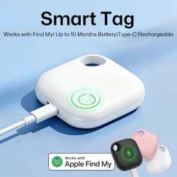 Etiqueta Inteligente Compatible con Apple Find My, Carga USB-C, Rastreador Bluetooth Antipérdida, Localizador de Llaves y Carteras, Seguimiento Global iOS