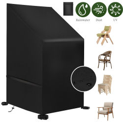 Funda Impermeable para Silla de Jardín Apilable de 65x65x80x120cm, Fundas para Muebles de Jardín de Oxford 210D, Fundas para Sillas de Exterior Apilables