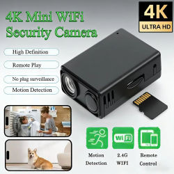 Nueva Cámara de Seguridad Inalámbrica WiFi 4K, Monitor de Vigilancia Interior, Detección de Movimiento, Visión Remota, Videocámara de Protección para el Hogar