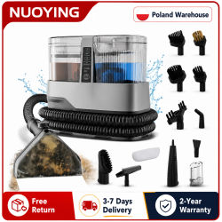 NUOYING Limpiador de Alfombras a Vapor de 1800W y 17KPa, 13 en 1, Producto de Limpieza Portátil Multiusos para Tapicería y Asientos de Coche