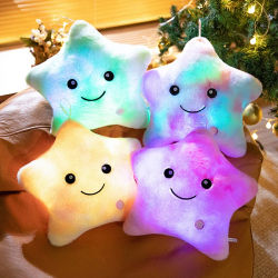 Juguete de peluche de estrella con luz LED, almohada de estrella de peluche suave, muñeco de peluche brillante, juguetes para bebés y niños, regalo de cumpleaños, decoración del hogar