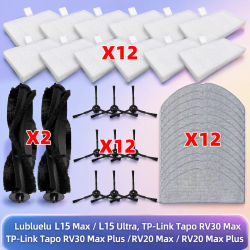 Lubluelu B40 Plus / B40, Lubluelu L15 Max, Lubluelu L15 Ultra, TP-Link Tapo RV30 Max/RV30 Max Plus/RV20 Max/RV20 Max Plus Piezas de aspiradora: Filtro, Rodillo principal, Cepillo lateral, Paño de
