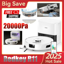 Combo de robot aspirador y trapeador Redkey R11 3 en 1, autovaciado con aspiradora robótica LiDAR de 20000 Pa con mapeo de precisión