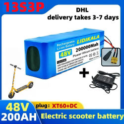 Paquete de Baterías de Iones de Litio Originales 13S3P 48V 200Ah 2000W XT60 DC para Scooters Eléctricos de 54.6V con BMS + Cargador de 200000mAh