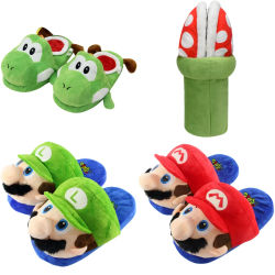 Kawaii Mario Luigi gran veneno piraña planta juguetes de Peluche zapatillas lindo verde Yoshi Anime muñecos de Peluche suaves regalo de cumpleaños