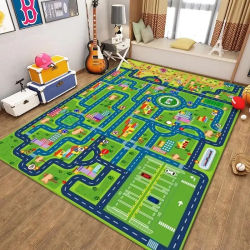 Alfombra de coche VIKAMA, alfombra de juego, alfombra de carretera, alfombra de juego para niños, alfombra de coche de juguete, alfombra para niños, mapa de la ciudad para dormitorio, aula, decoración