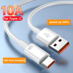 Cable tipo C de 120W y 10A, Cable de datos para cargador de teléfono de carga súper rápida para Huawei Mate 40 50 Xiaomi Samsung USB C, Cable de carga rápida