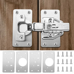 Kit de placa de reparación de bisagra de gabinete, placa de montaje de bisagra de puerta de armario de cocina con agujeros para accesorios de Hardware de muebles de gabinete