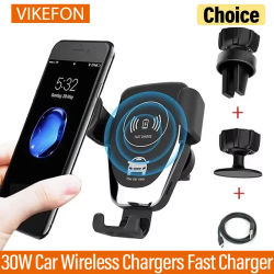Cargadores inalámbricos de 30W para coche, cargador rápido para iPhone 16, 15, 14, 13, 12 Pro, XS, Max, XR, Samsung, Xiaomi, soporte para teléfono y coche