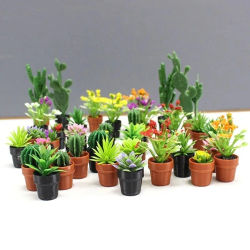 Decoración de escena en miniatura para casa de muñecas, maceta verde, Mini planta, poste de hadas, accesorios para muñecas, Juguetes, 1/12