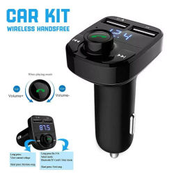 Transmisor FM inalámbrico Bluetooth para coche, pantalla Digital USB, carcasa ABS, micrófono con cancelación de ruido, adaptador inalámbrico para automóvil, 1 ud.