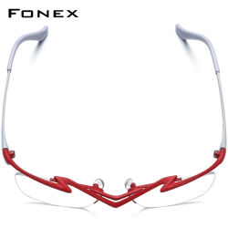 Montura de gafas de titanio FONEX para hombre, diseño de marca, gafas cuadradas semisin montura, gafas japonesas ultraligeras de media montura 85763
