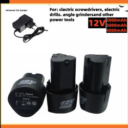 Batería recargable de iones de litio de 12V-4000mAh más cargador para destornilladores eléctricos, taladros, Mini amoladora angular, baterías 18650