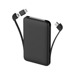 Banco de energía ultrafino de 5000mAh, Cable incorporado, batería externa para teléfono, cargador Powerbank para Xiaomi Poco iPhone Samsung iPad