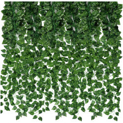 1/3/6/12 piezas, guirnalda realista de hojas de hiedra artificiales: plantas artificiales y vegetación para bodas, fiestas, decoración del hogar