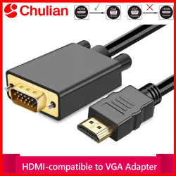 Cable HDMI a VGA de 1.8m 3m, Chapado en Oro, HDTV a VGA 1080p (Macho a Macho) para Computadora de Escritorio, Portátil, Monitor