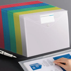 Carpeta de Documentos A4 Transparente con Botón a Presión, Carpeta de Archivo de Plástico Grueso de Gran Capacidad, Organizador de Exámenes para Estudiantes, Bolsa de Archivo para Oficina